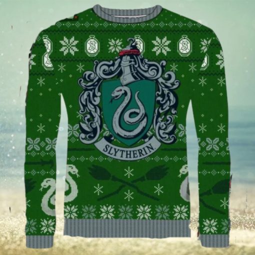 Harry Potter Slytherin Green Christmas Jumper with Sleigh Bells