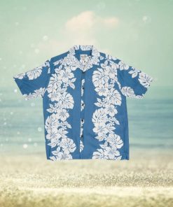 Hibiscus Monstera Panel Light Blue Rayon Men s Hawaiian Shirt