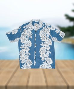 Hibiscus Monstera Panel Light Blue Rayon Men s Hawaiian Shirt