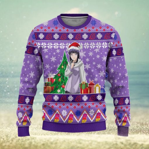 Hinata Uzumaki Anime Custom Boruto Xmas Women Mens Ugly Christmas 3D Knitted Sweater