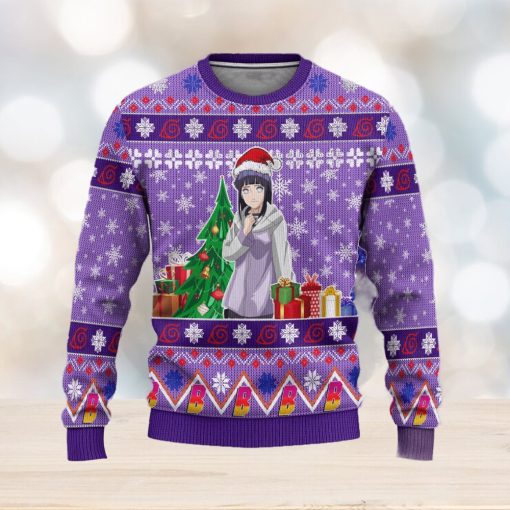 Hinata Uzumaki Anime Custom Boruto Xmas Women Mens Ugly Christmas 3D Knitted Sweater