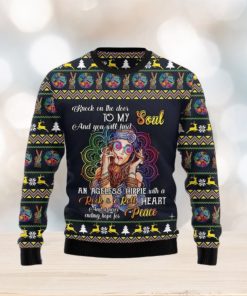 Hippie Girl Colorful Holiday Graphic Sweater