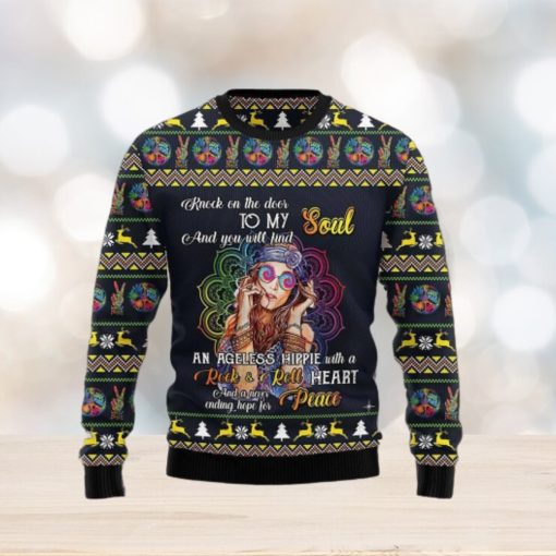 Hippie Girl Colorful Holiday Graphic Sweater