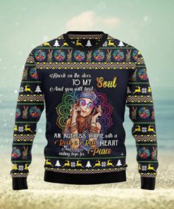 Hippie Girl Colorful Holiday Graphic Sweater