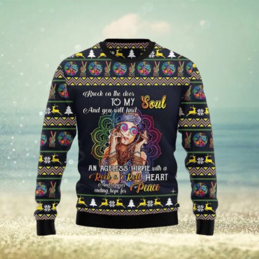 Hippie Girl Colorful Holiday Graphic Sweater