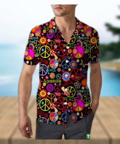 Hippie Peace Love Sunflower Unisex 3D Hawaiian Shirt Colorful Gift For Men And Women Holiday