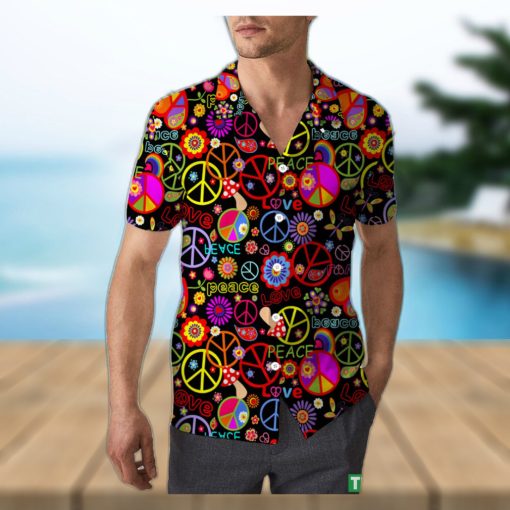 Hippie Peace Love Sunflower Unisex 3D Hawaiian Shirt Colorful Gift For Men And Women Holiday