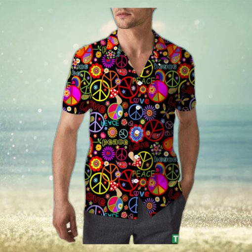 Hippie Peace Love Sunflower Unisex 3D Hawaiian Shirt Colorful Gift For Men And Women Holiday