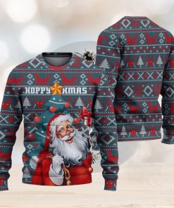 Hoppy Xmas Santa Claus Ugly Christmas Sweater Knitted Gift For Men And Women