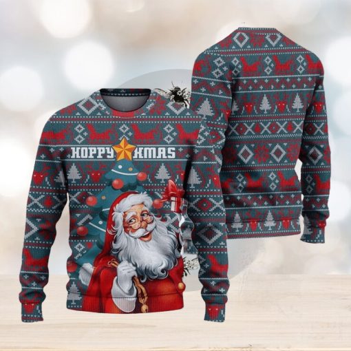 Hoppy Xmas Santa Claus Ugly Christmas Sweater Knitted Gift For Men And Women