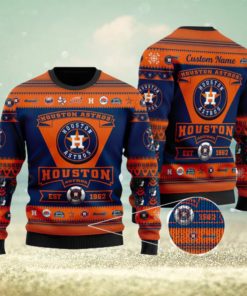 Houston Astros Logo Custom Name For Football Fans Ugly Christmas Sweater  Christmas Gift