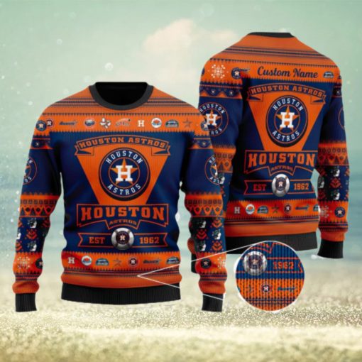 Houston Astros Logo Custom Name For Football Fans Ugly Christmas Sweater Christmas Gift