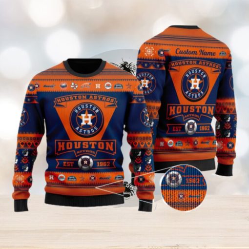 Houston Astros Logo Custom Name For Football Fans Ugly Christmas Sweater Christmas Gift