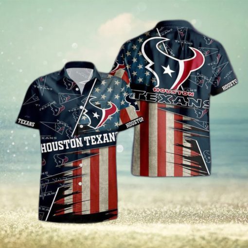 Houston Texans American Flag Logo Hawaiian Shirt Vacation Gift For Men And Women Gift