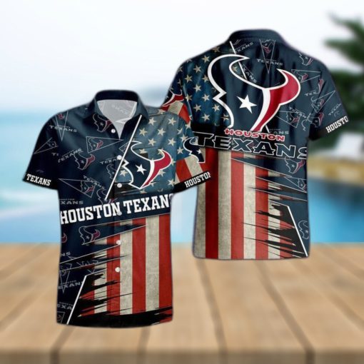 Houston Texans American Flag Logo Hawaiian Shirt Vacation Gift For Men And Women Gift