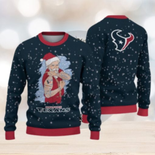 Houston Texans Christmas Santa Claus Tattoo Ugly Christmas Sweater Cute Christmas Gift