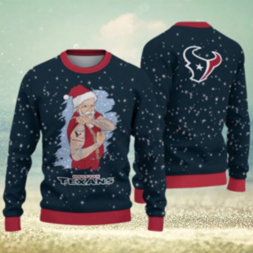 Houston Texans Christmas Santa Claus Tattoo Ugly Christmas Sweater Cute Christmas Gift