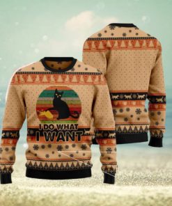 I Do What A Want Black Cat Funny Cat Ugly Christmas 3D Sweater Gift For Christmas