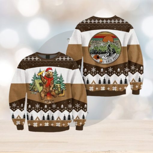 I Hate People Bear Beer Brown Ugly Sweater For Christmas