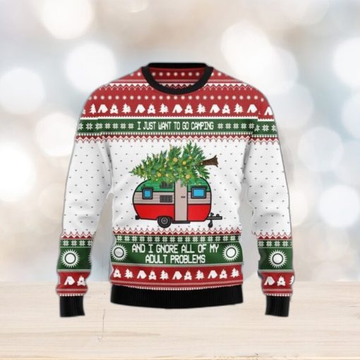 I Just Want To Go Camping Ugly Christmas Sweater