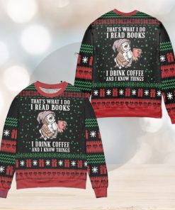 I Read Books And I Know Things Owl Snowflake Pattern Ugly Christmas Sweater – Black Red