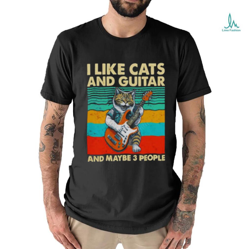 I like cats and guitar and maybe 3 people vintage shirt - Limotees