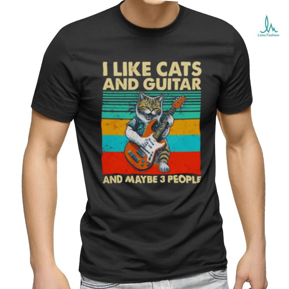 I like cats and guitar and maybe 3 people vintage shirt - Limotees