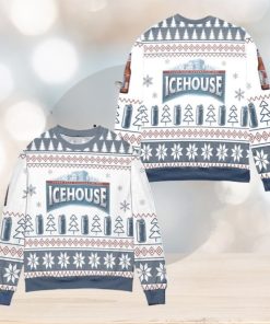 Ice House Logo Christmas Pattern Ugly Christmas Sweater – White Blue