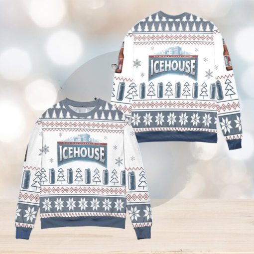 Ice House Logo Christmas Pattern Ugly Christmas Sweater – White Blue