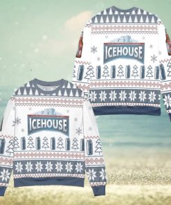 Ice House Logo Christmas Pattern Ugly Christmas Sweater – White Blue