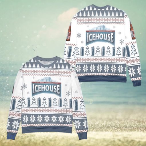 Ice House Logo Christmas Pattern Ugly Christmas Sweater – White Blue