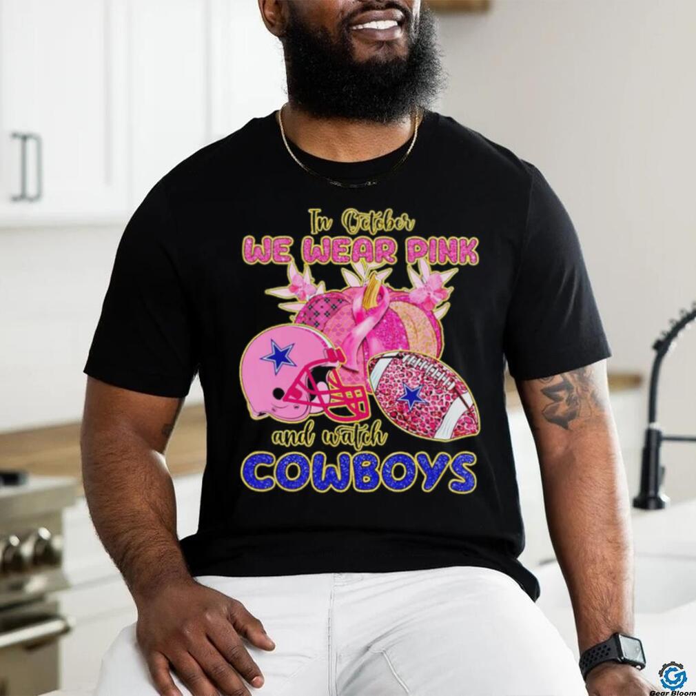 In October we wear pink and watch Dallas Cowboys Mickey Disney shirt,  hoodie, sweater, long sleeve and tank top