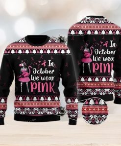 In Octorber We Wear Pink Flamingo Ugly Sweater