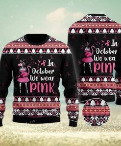 In Octorber We Wear Pink Flamingo Ugly Sweater