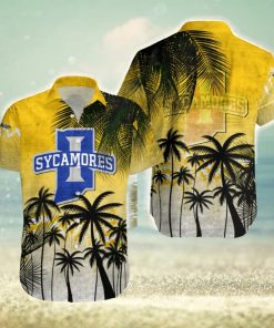 Indiana State Sycamores Hawaiian Shirt Summer Gift Coconut Tree Tropical Grunge Pattern For NCAA Fans