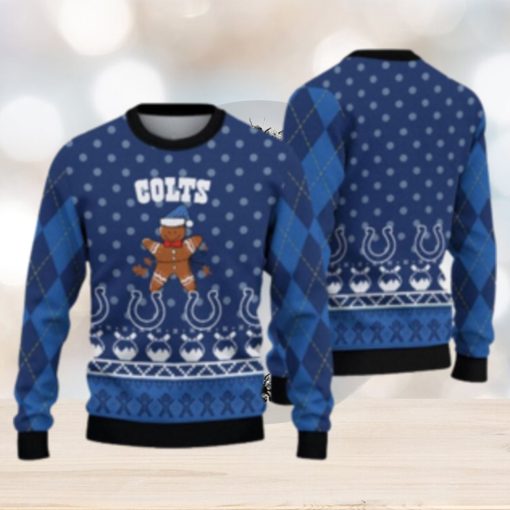 Indianapolis Colts Christmas Gingerbread Man Ugly Christmas Sweater Cute Christmas Gift