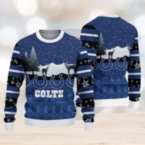 Indianapolis Colts Christmas Reindeers Pattern Ugly Christmas Sweater Cute Christmas Gift