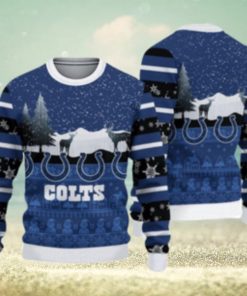 Indianapolis Colts Christmas Reindeers Pattern Ugly Christmas Sweater Cute Christmas Gift