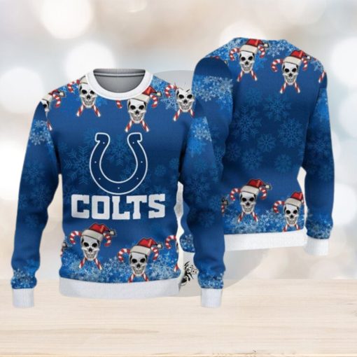 Indianapolis Colts Christmas Skull Ugly Christmas Sweater Sleigh AOP Gift For Fans