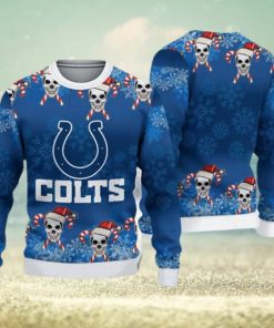 Indianapolis Colts Christmas Skull Ugly Christmas Sweater Sleigh AOP Gift For Fans