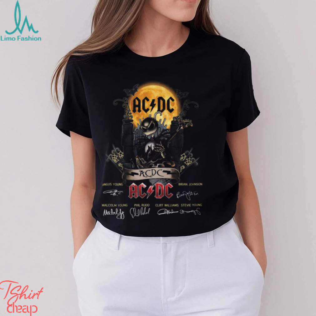 Jack Skellington Collab AC DC Signature Halloween T Shirt Jack Skellington Collab AC DC Signature Halloween T Shirt