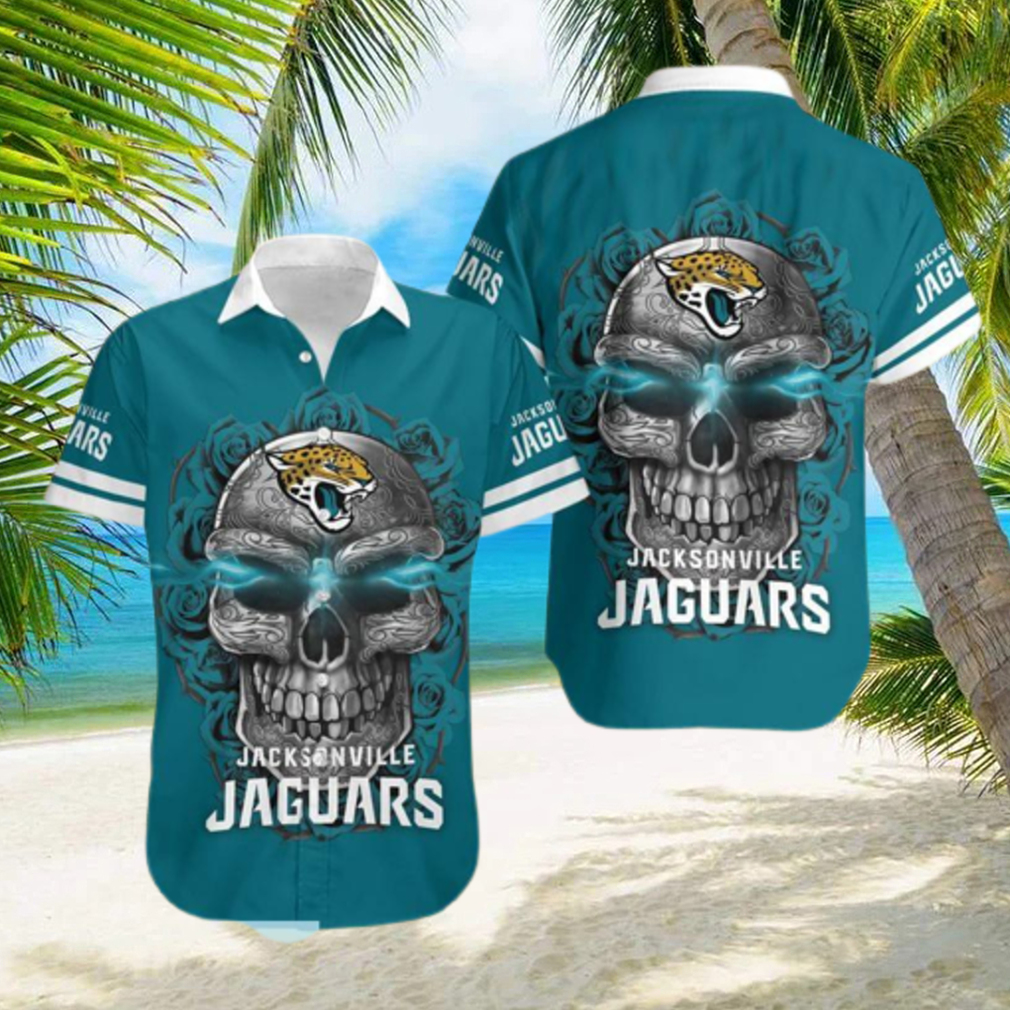 Jacksonville Jaguars Skull And Flower Halloween Hawaiian Shirt For