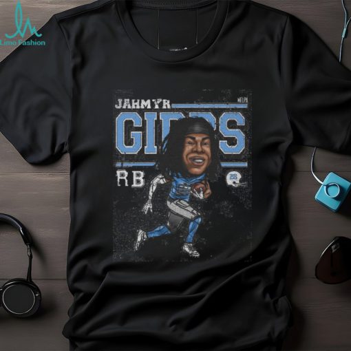 Jahmyr Gibbs Detroit Cartoon WHT Shirt