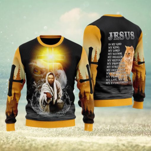 Jesus And Cat My Everything Ugly Christmas Sweater Gift For Men And Women