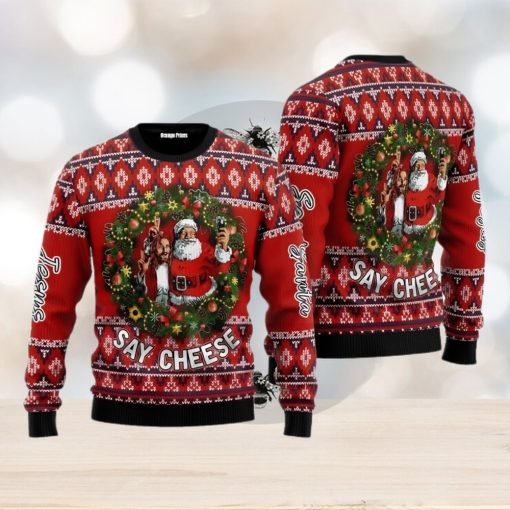 Jesus And Santa Say Cheese Ugly Christmas Sweater For Men And Women