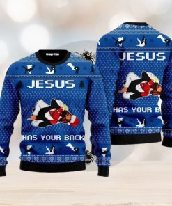 Jesus Has Your Back Jiu Jitsu Ugly Christmas Sweater For Men And Women