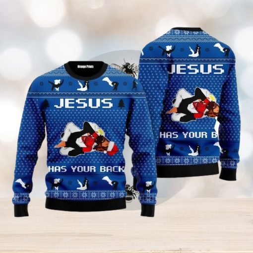 Jesus Has Your Back Jiu Jitsu Ugly Christmas Sweater For Men And Women