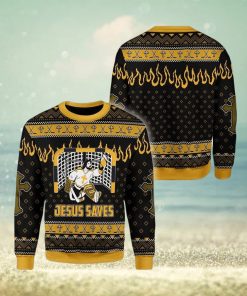 Jesus Saves Hockey Ugly Christmas Sweater Design Gift For Men And Women