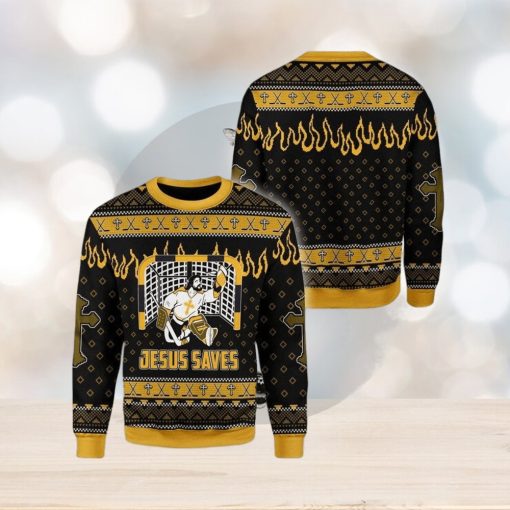 Jesus Saves Hockey Ugly Christmas Sweater Design Gift For Men And Women