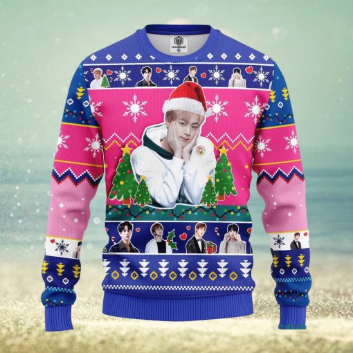 Jin Bts Pink  Thanksgiving Women Mens Ugly Christmas 3D Knitted Sweater